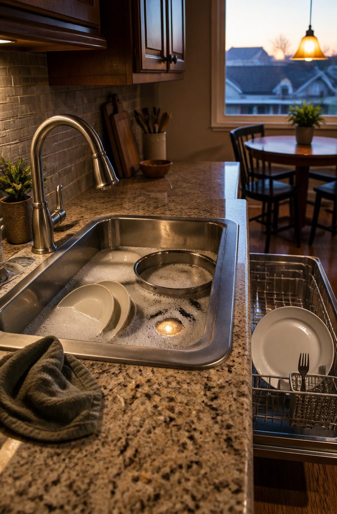 8 Ways to Be Clean and Keep Your Home That Way 6 Kitchen sink beside a dishwasher with clean counters