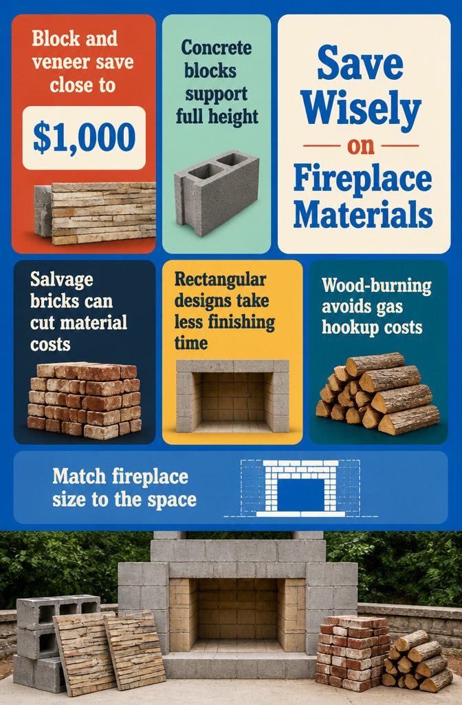 How to Build an Outdoor Fireplace: 9 Steps 12 Concrete block fireplace finished with stone veneer beside leftover masonry materials