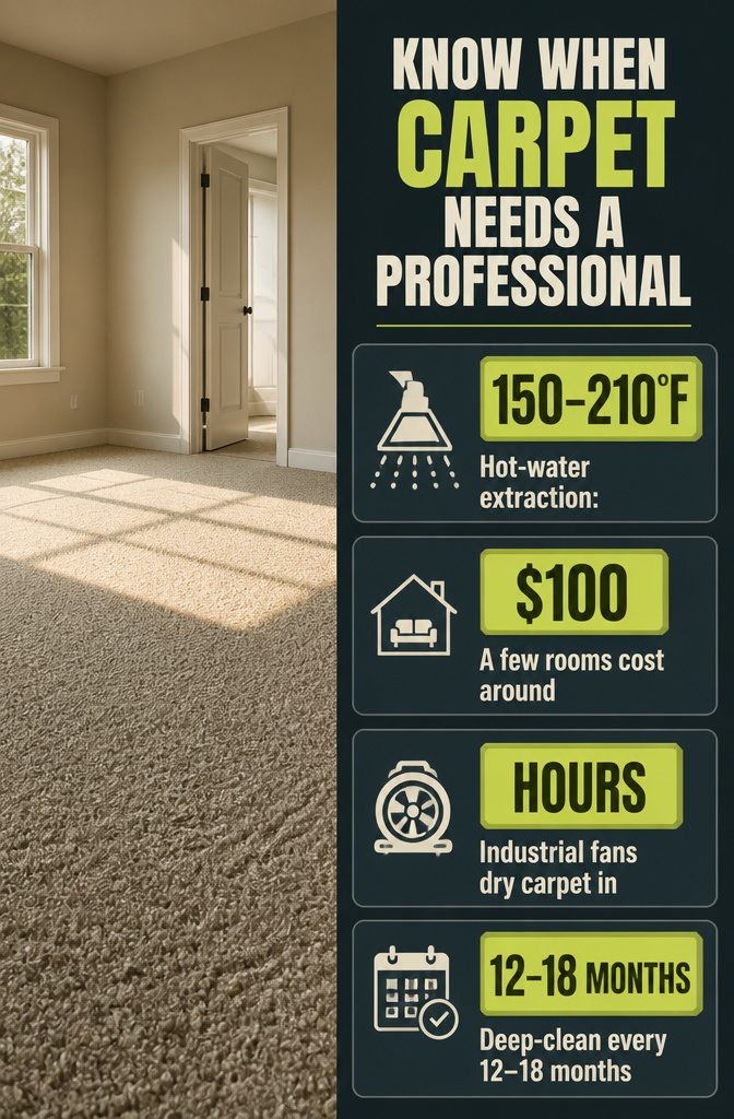 Instructional graphic about when to hire a carpet cleaning professional