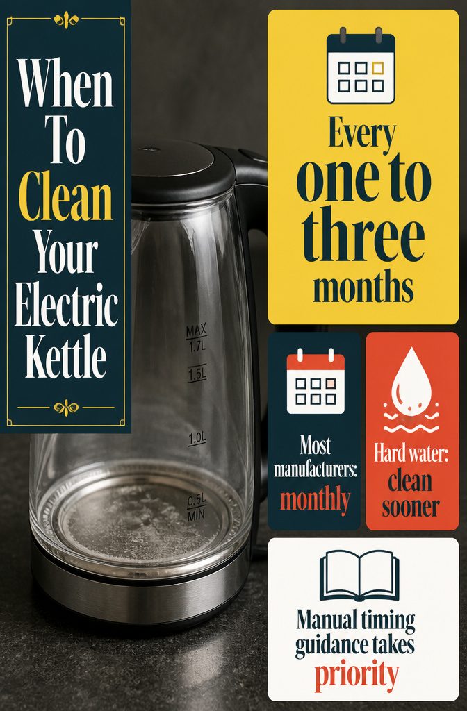 How to Clean an Electric Water Boiler in 6 Steps 9 Information graphic titled When To Clean Your Electric Kettle