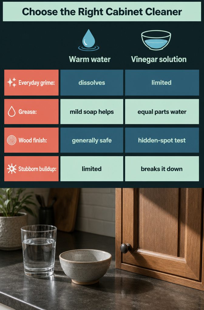 How to Clean Kitchen Cabinets in 5 Steps 3 Kitchen cleaner information graphic with a title about choosing a suitable cleaner