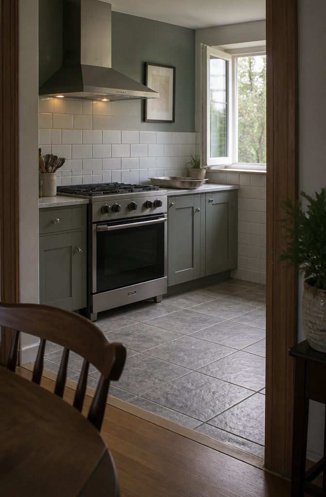 Closed oven with empty interior and removed racks beside an open window and exhaust fan