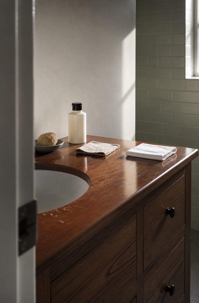 Clean dry cloth beside a freshly wiped surface with faint water marks