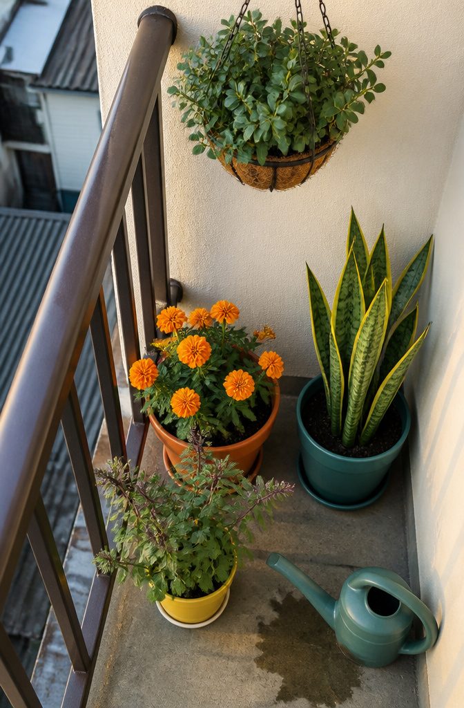 7 Ways to Decorate a Small Balcony Without Wasting Space 3 Balcony with colorful pots of flowers and leafy plants