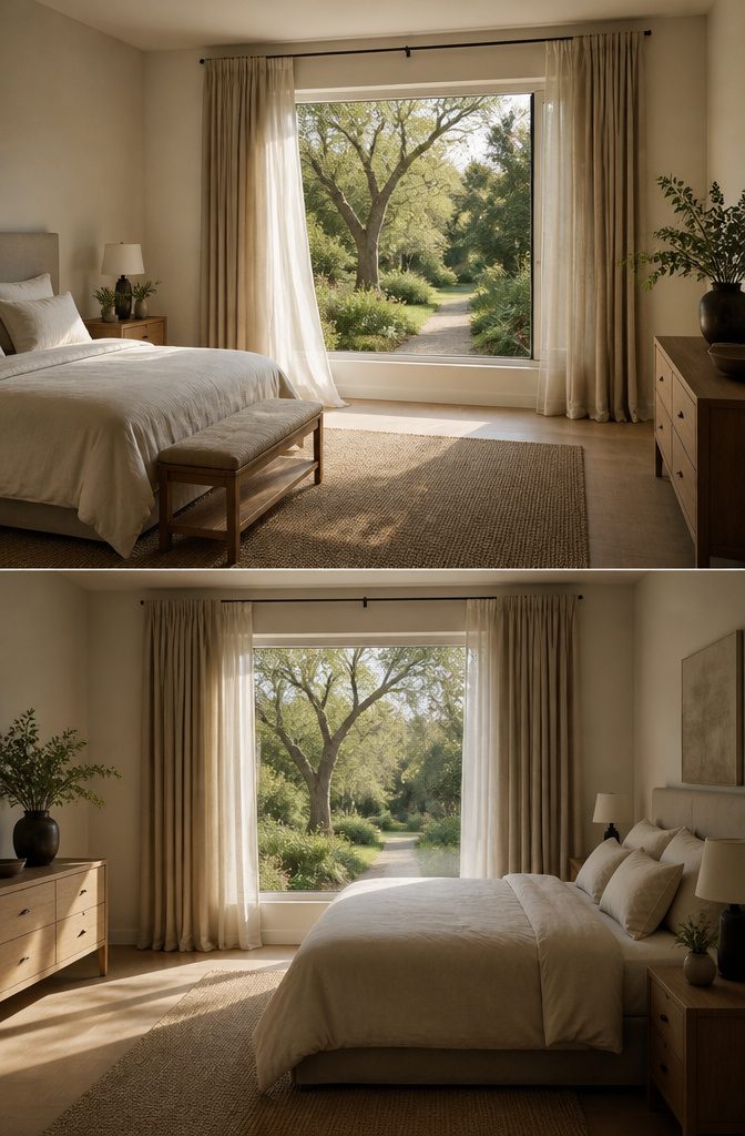 16 Ways to Design a Guest Bedroom That Feels Inviting 18 Guest bedroom with the bed beside a clear window overlooking leafy branches.