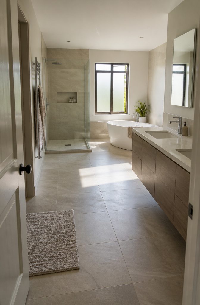 Bathroom interior photographed for a modern bathroom design article
