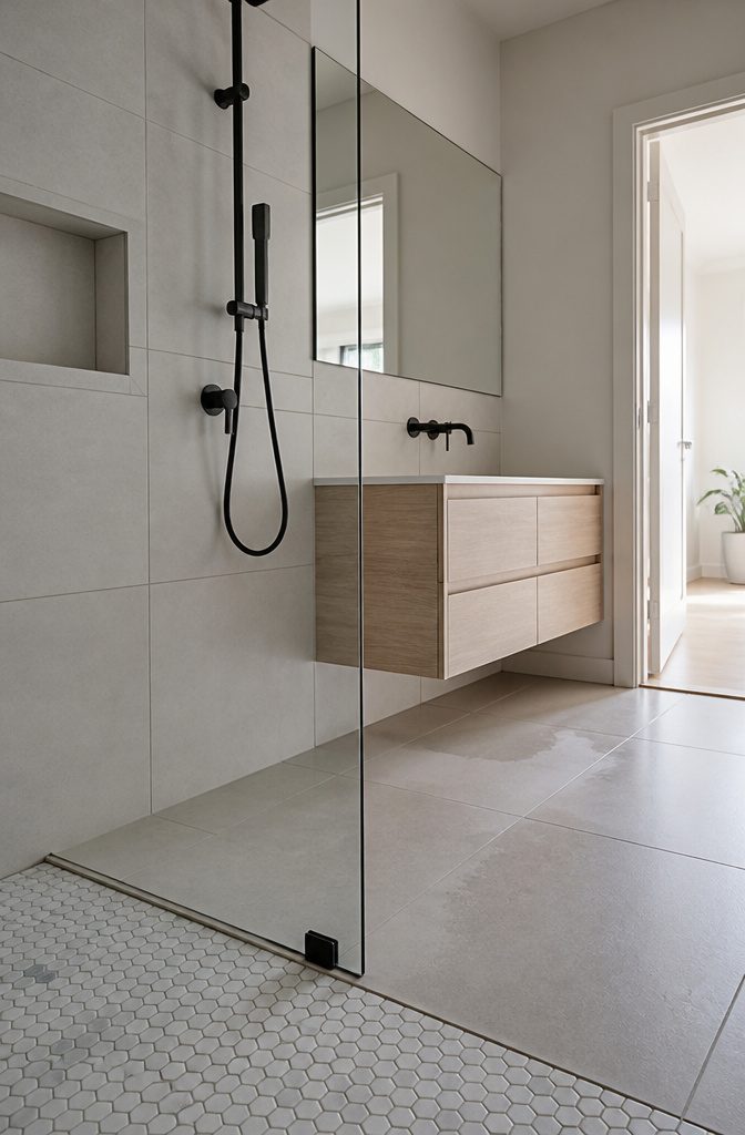 Bathroom interior photographed for an article about minimalist design