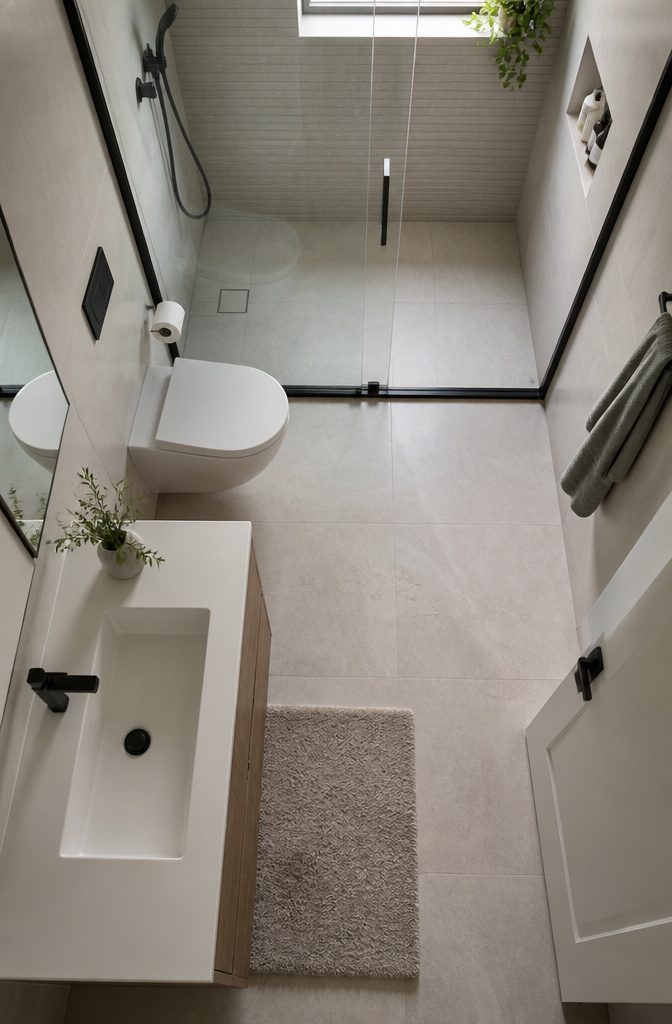 Bathroom interior photographed for an article about modern bathroom layouts