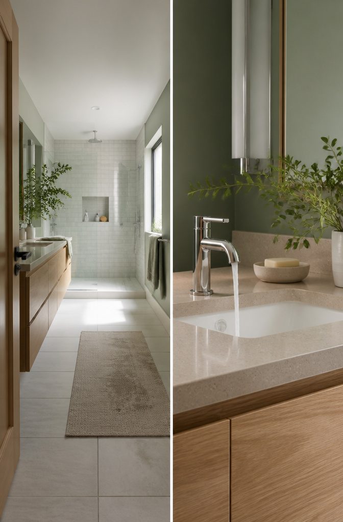 Bathroom interior photographed for an article about bathroom colors and materials