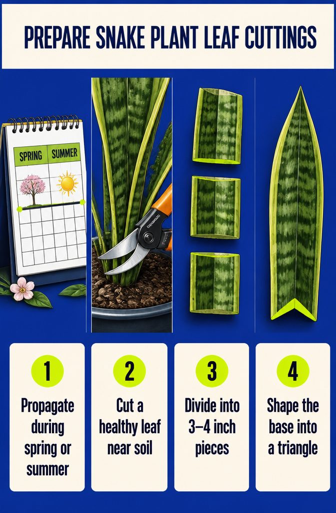 Snake plant leaf cuttings with angled ends arranged for propagation