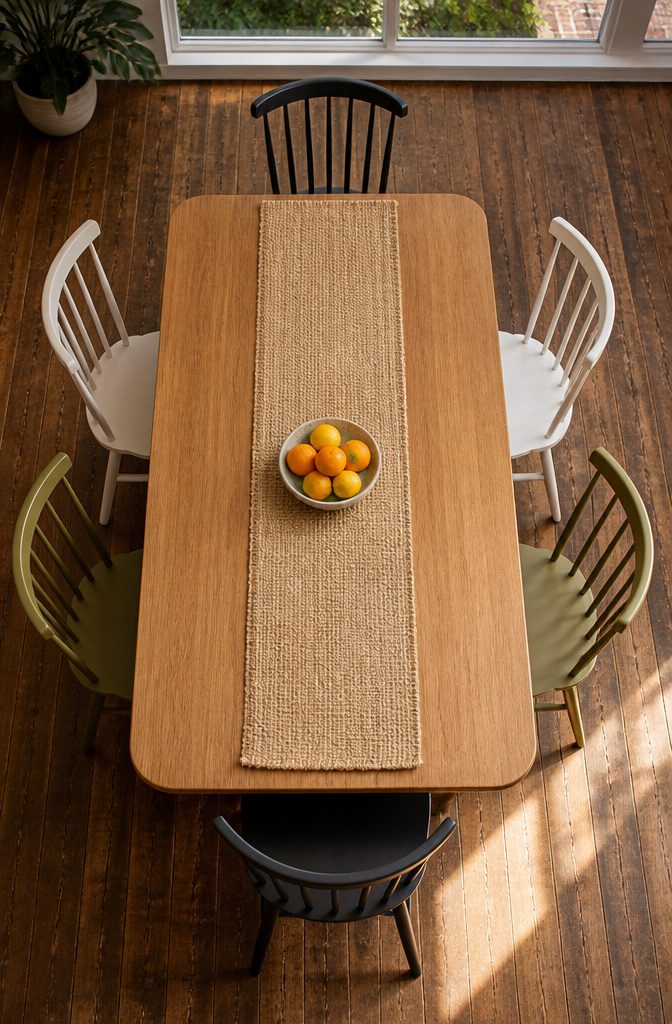 How to Mix Chair Colors: 7 Ideas That Work in Any Room 9 Dining chairs arranged in pairs on opposite sides of a table