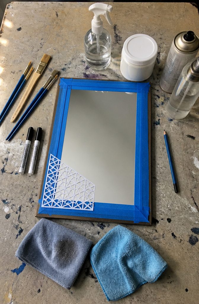 How to Paint Mirrors: 8 Steps to Follow 3 Acrylic paint, brushes, painter's tape, microfiber cloths, and glass cleaner