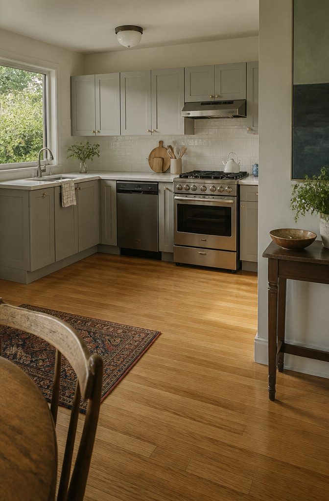 How to Renovate a Kitchen on a Budget: 12 Methods 2 Kitchen with existing cabinets and fixtures in place