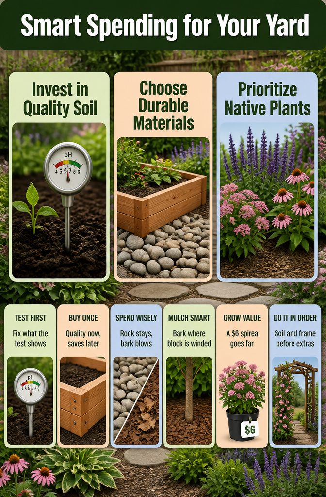 12 Small Yard Landscaping Ideas for Every Outdoor Space 14 Soil and gardening materials organized for yard improvement.